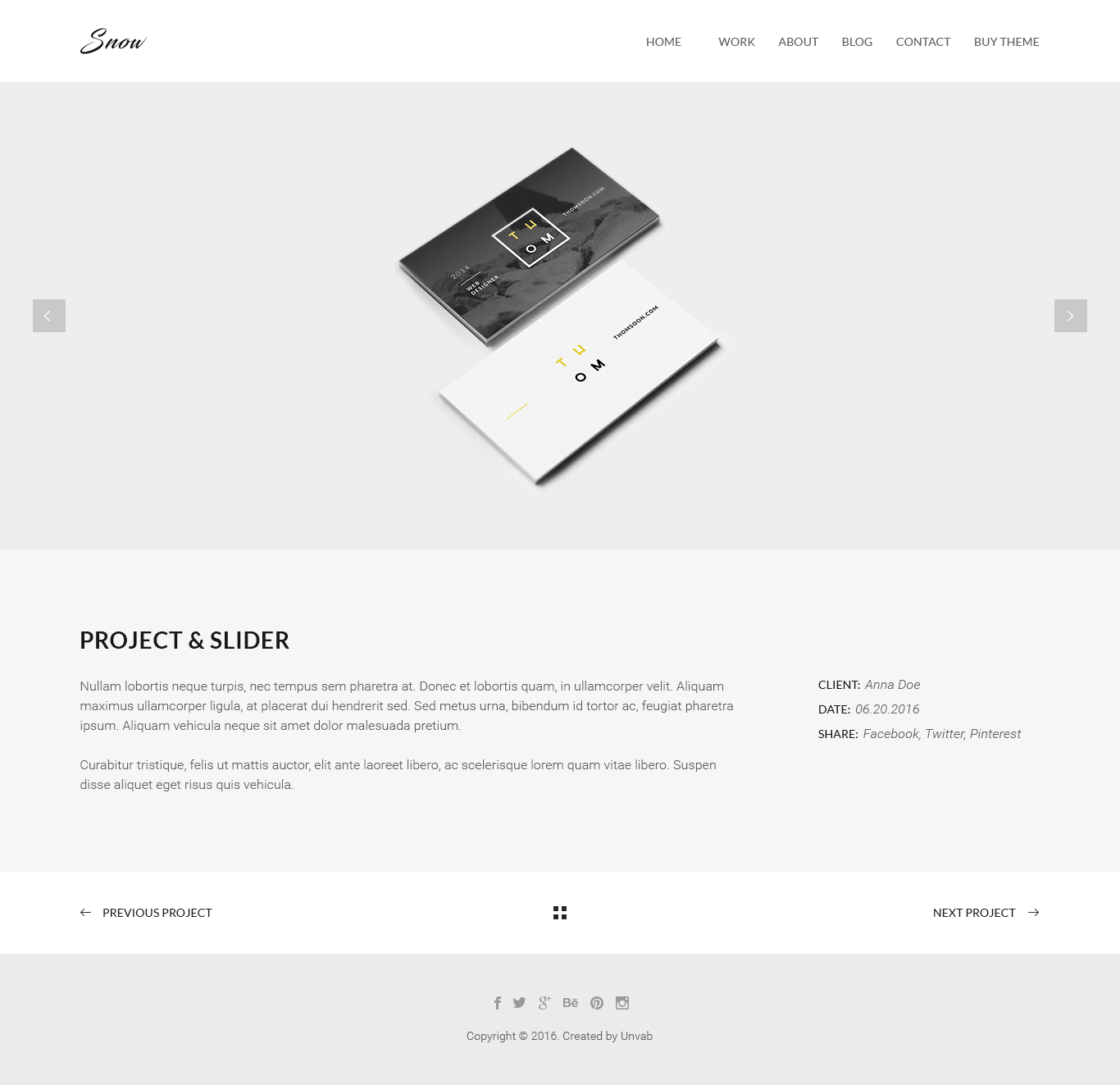 Snow Minimal Clean Portfolio Psd Template By Unvab Themeforest